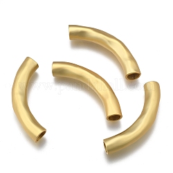 Латунные трубки изогнутой бисера, изогнутые трубочки бусины лапши, долговечный, матовый золотой цвет, 42x6.5 мм, отверстие : 4.5~5 мм