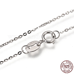 Ожерелья-цепочки из серебра 925 пробы с родиевым покрытием, с застежками пружинного кольца, тонкая цепь, платина, 16 дюйм x 1 мм