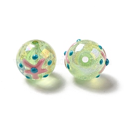 Perles rondes acryliques craquelées transparentes de couleur ab, perle étoile de mer halloween, avec l'émail, vert clair, 19.5x20mm, Trou: 3mm