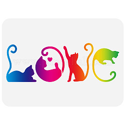 FINGERINSPIRE Love Cat Stencil 8.3x11.7inch Reusable Pet Cat Drawing Stencil DIY Craft Cute Kittens Painting Template for Home Decoration Animal Cat Stencil for Wall Wood Tile Floor Furniture