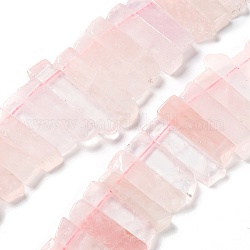 Chapelets de perles en quartz rose naturel, perles percées, rectangle, 24~62x8~14x4~9mm, Trou: 1.8mm, Environ 34~39 pcs/chapelet, 15.04''~15.51'' (38.2~39.4 cm)