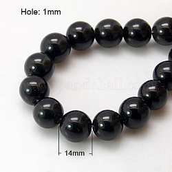 Sintetico pietra nera fili di perline, tinto, tondo, nero, 14mm, Foro: 1 mm, circa 14pcs/filo, 7.8 pollice