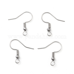 316 Surgical Stainless Steel Earring Hooks, with Horizontal Loop, Stainless Steel Color, 20x19.5mm, Hole: 2mm, 21 Gauge, Pin: 0.7mm