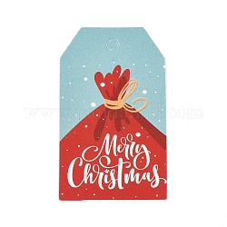 Geschenkanhänger aus Papier, Tags ändern, für Kunst und Handwerk, für Weihnachten, mit Wort Frohe Weihnachten, Farbig, 50x30x0.3 mm, Bohrung: 5 mm