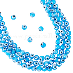 Nperline circa 195 pezzo di perle di malocchio in vetro murano, Ciondoli del malocchio rotondo in murano da 6 mm, perline distanziatrici del malocchio turco, perline sciolte del malocchio per la creazione di gioielli, azzurro