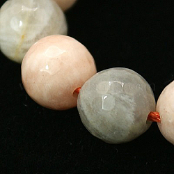 Natürliche sunstone Perlen Stränge, facettiert rund, ca. 12 mm Durchmesser, Bohrung: 1 mm, ca. 16 Stk. / Strang