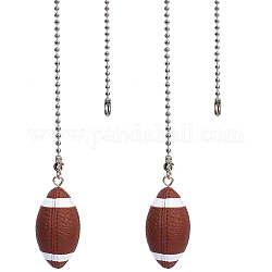 Decorazione pendente in plastica, con catena a sfera in ottone, rugby, marrone noce di cocco, 387mm