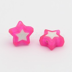 Transparent Acrylic Beads, Bead in Bead, Star, Hot Pink, 9x10x4mm, Hole: 2mm, about 2520pcs/500g