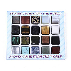 Природные и синтетические смешанные драгоценный камень бисер, нет отверстий / незавершенного, смешанные окрашенные и неокрашенные, кубические, 18~21x18~21x18~21 мм, коробка: 15x12.6x1.8 см, Около 20 шт / коробка