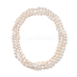Collar de 3 capa con cuentas de perlas naturales para mujer, color de concha, 62.99 pulgada (160 cm)