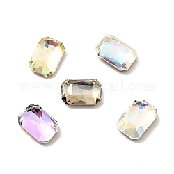 K9 cabujones de cristal de rhinestone, espalda y espalda planas, facetados, octógono rectángulo, color mezclado, 8x5.5x2.5mm