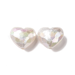 Cuentas de plástico abs, cuentas iridiscentes del arco iris del revestimiento uv, corazón, blanco, 16.5x19.5x11.5mm, agujero: 2 mm