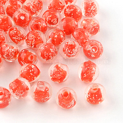 Fatti a mano perle di vetro luminosi, tondo, rosso, 8mm, Foro: 1 mm