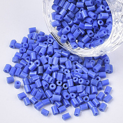 8/0 baguettes di vetro, colori opachi, blu royal, 8/0 2.5~3x2.5mm, Foro: 0.9 mm, circa 15000pcs/scatola