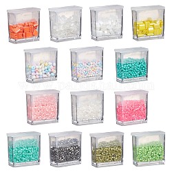56g kits de perles de rocaille de grade a, cylindre/rectangle/8/0 12/0 rocailles rondes, couleur mixte, 9.7x6.7x3.3 cm