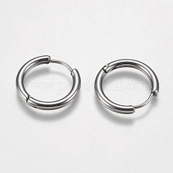 304 Stainless Steel Huggie Hoop Earring Findings, Stainless Steel Color, 18x19x2.5mm, 10 Gauge, Pin: 0.9mm
