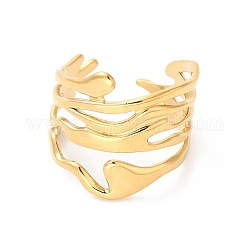 Placcatura ionica (ip) 304 anello per polsino aperto da donna in acciaio inossidabile con onda intrecciata, oro, misura degli stati uniti 8 1/2 (18.5mm)
