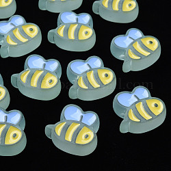 Прозрачные акриловые бусины, с эмалью, матовые, пчела, голубой, 23.5x26x9 мм, отверстие : 3 мм
