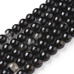 Chapelets de perles en tourmaline noire naturelle, ronde, 6mm, Trou: 0.8mm, Environ 67 pcs/chapelet, 15.3 pouce (39 cm)