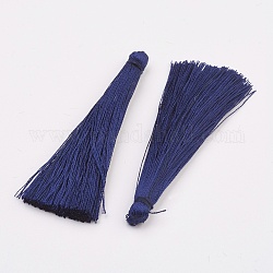Ciondoli grandi nappa nylon, blu scuro, 65x5~6mm