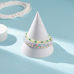 4шт 4 цветных стеклянных бисера стрейч браслеты набор для женщин, разноцветные, внутренний диаметр: 2-3/8 дюйм (6.1 см), 1 шт / цвет