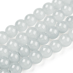 Выпечки окрашены имитация нефрита стекловолокна круглый шарик, светло-серые, 6.5 мм, отверстие : 1.5 мм, около 145 шт / нитка, 31.8 дюйм