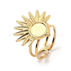 304 offene Manschettenpolster-Ringeinstellungen aus Edelstahl, Sonne, echtes 18k vergoldet, uns Größe 6 1/2 (16.9mm), 5 mm, Fach: 8 mm