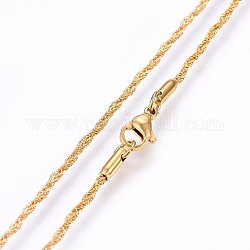 304 Stainless Steel Rope Chain Necklaces, with Lobster Claw Clasps, Golden, 17.7 inch(45cm), 1.5mm