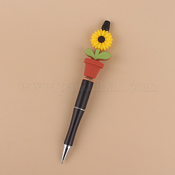 Kugelschreiber aus Kunststoff, perlenstift, für diy personalisierten Stift, mit Silikon-Blumentopf, Gelb, 140 mm
