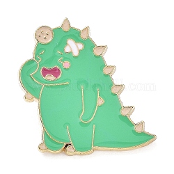 Cartoon-Dinosaurier mit Pflaster-Emaille-Pins, Brosche aus leichter Goldlegierung für Rucksackkleidung, lime green, 29x29x2 mm