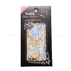 Shiny Gold Silver Nail Foils Mesh Nail Sticker, Net Line Nail Foil Gold Mesh, DIY Nail Tips Decoration for Women, Blue, 10x7cm