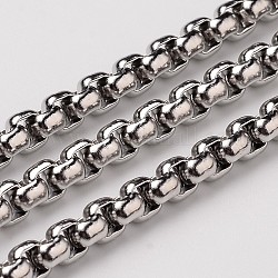 304 Acero inoxidable cadenas caja de cadenas venecianas, sin soldar, color acero inoxidable, 5x5mm