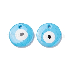 Подвески с наручным глазом ручной работы, плоско-круглые, голубой, 50x8~10 мм, отверстие : 4.5~5.5 мм