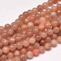 Natürliche sunstone runde Perle Stränge, 8 mm, Bohrung: 1 mm, ca. 47 Stk. / Strang, 15 Zoll