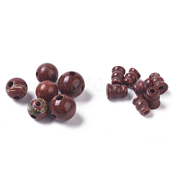 Perles gourou 3 trou jaspe arc-en-ciel rouge naturel, perles t-percées, pour la fabrication de bijoux bouddhiste, 8~12mm, Trou: 2~3mm, 8~9.5x6.5~7mm, Trou: 2~2.5mm