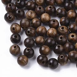 Natural Wood Beads, Waxed Wooden Beads, Undyed, Round, Coconut Brown, 6mm, Hole: 1.4mm, about 3710pcs/500g