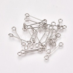 304 Stainless Steel Eye Pins, Double Sided Eye Pins, Stainless Steel Color, 16x3x0.5mm, Hole: 1.6mm