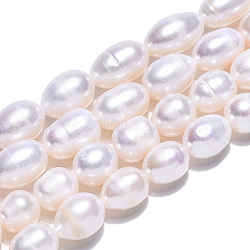Fili di perle di perle d'acqua dolce coltivate naturali, riso, bianco crema, 8.5~14.5x8~9mm, Foro: 0.7 mm, circa 29~36pcs/filo, 13.74 pollice ~ 14.96 pollici (34.9 cm ~ 38 cm)