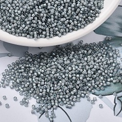 Perles miyuki delica, cylindre, Perles de rocaille japonais, 11/0, (db1793) blanc doublé gris ab, 1.3x1.6mm, Trou: 0.8mm, environ 2000 pcs/10 g