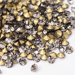 Zurück plattiert Klasse A Diamant Glas wies Strass, schwarzen Diamanten, 1.9~2 mm, ca. 1440 Stk. / Beutel
