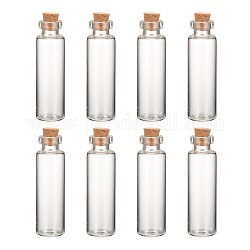Botella de cristal frasco de vidrio para envases de abalorios, con tapón de corcho, deseando botella, Claro, 60x16mm, cuello de botella: 10 mm de diámetro, capacidad: 8ml (0.27 fl. oz)