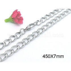 304 de acero inoxidable collares de cadena de cadena del encintado trenzado, 17.7 pulgada (45 cm), 7mm