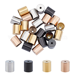 Unicraftale Vacuum Plating 304 Stainless Steel Cord Ends, End Caps, Column, Mixed Color, 8x7mm, Hole: 1.5mm, Inner Diameter: 6mm, 4 colors, 6pcs/color, 24pcs/box