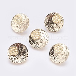 Brass Stud Earrings Settings, with Loop, Long-Lasting Plated, Flat Round, Nickel Free, Real 18K Gold Plated, Tray: 1.5mm, 24.5x2mm, Hole: 0.5mm, Pin: 0.8mm