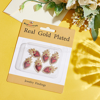 6 шт. латунные подвески с микропаве из прозрачного кубического циркония класса ААА KK-BBC0015-32A-1