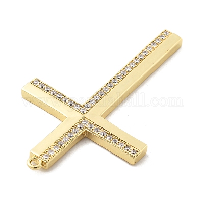 Латунные микропаве прозрачные подвески с фианитом KK-L228-01G-01-1