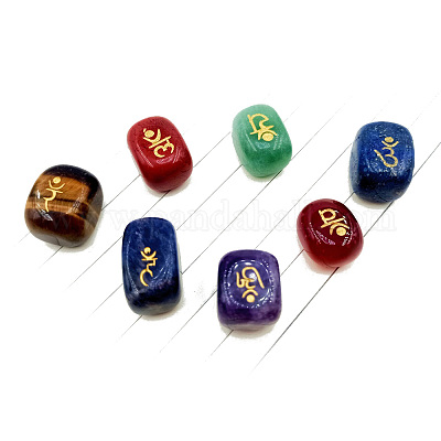 7 шт. прямоугольные натуральные драгоценные камни Ом камни PW-WG27350-01-1