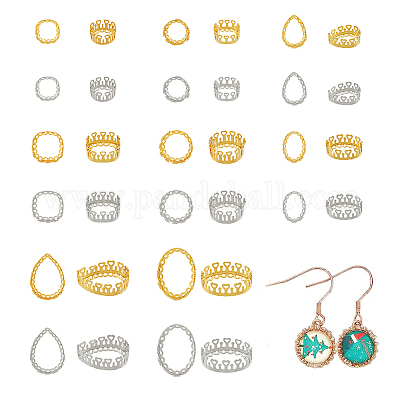 32 шт. 16 стиля оправы для кабошонов из латуни KK-FH0006-71-1