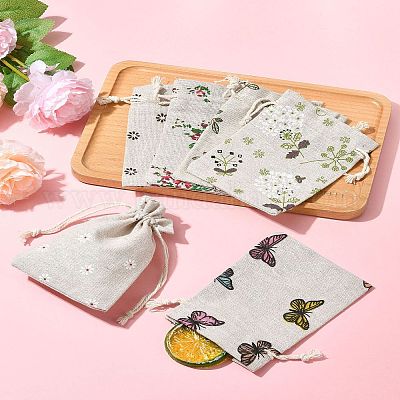 24 шт. 6 цвета поликоттон (полиэстер хлопок) упаковочные мешочки сумки с завязками ABAG-FS0001-12-1