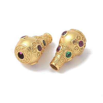 Матовый золотой цвет 925 стерлинговое серебро паве кубический цирконий бусины гуру 3 отверстия STER-R014-03G-1